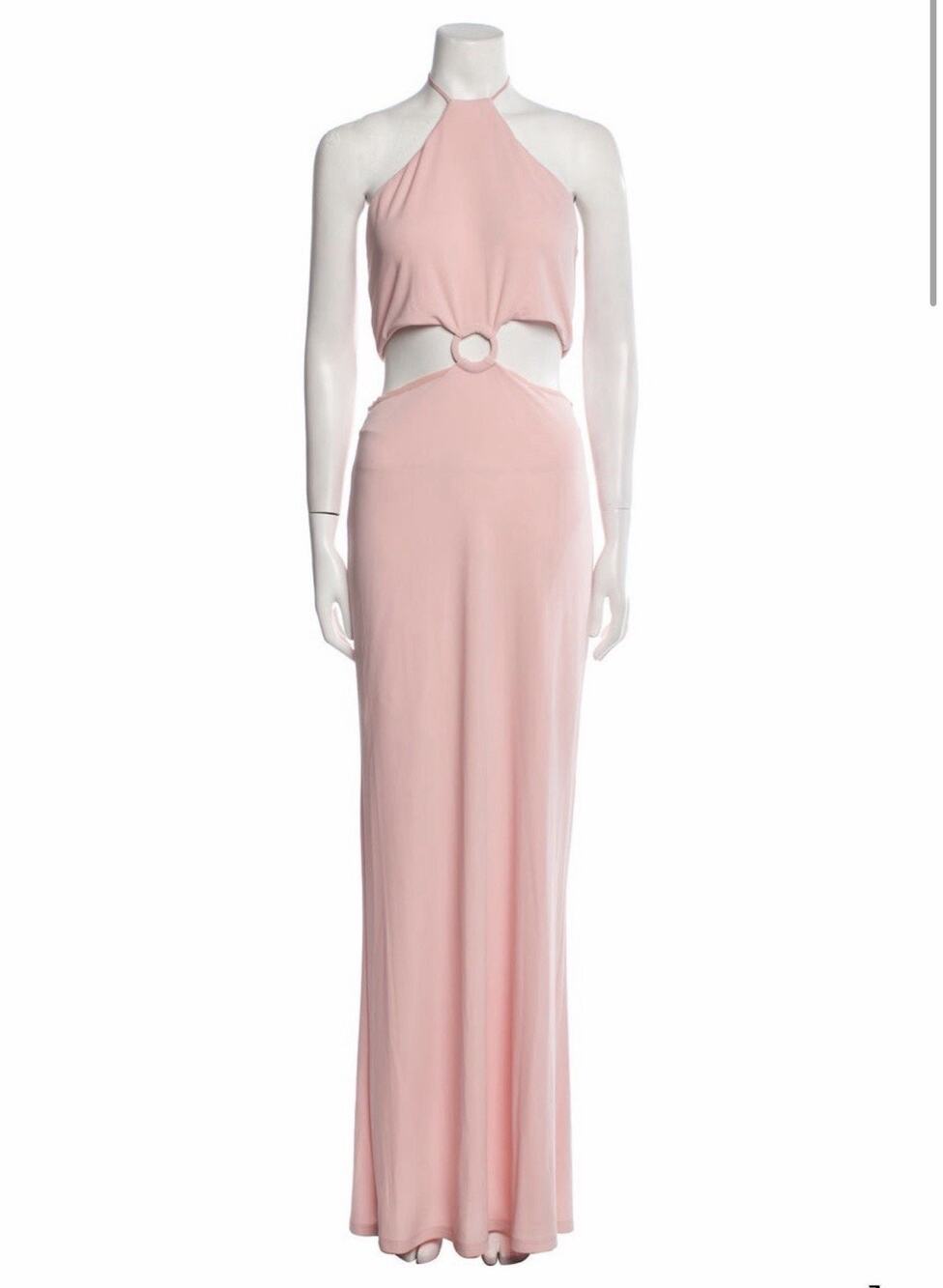 Alice + Olivia English Rose Pink Marguerite Cutout Jersey Halter Maxi Dress XL